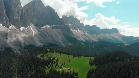 Odle mountain range, Val Gardena. Majestic Furchetta peak. Stock Footage 133734660