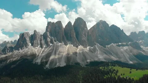 Odle mountain range, Val Gardena. Majestic Furchetta peak. Stock Footage 133734893