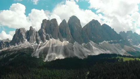 Odle mountain range, Val Gardena. Majestic Furchetta peak. Stock Footage 133735072