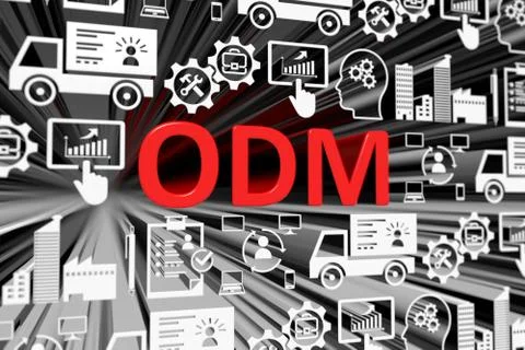 ODM concept blurred background 3d render illustration Illustrazione stock