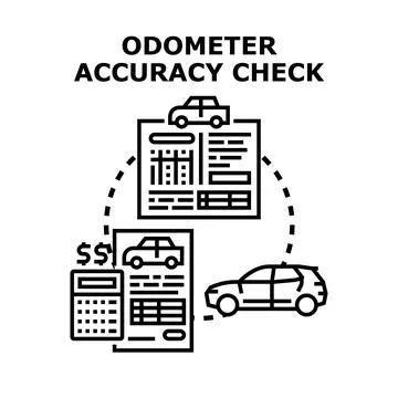 Odometer accuracy check concept illustrating vehicle mileage verification Illustrazione stock
