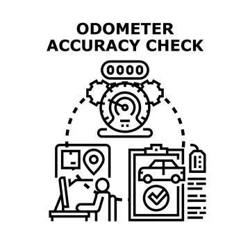 Odometer accuracy check concept for vehicle maintenance Stock Illustration