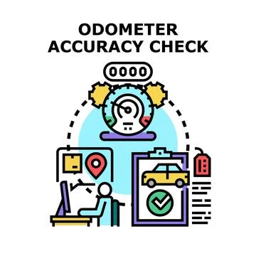 Odometer accuracy check concept for vehicle maintenance Illustrazione stock