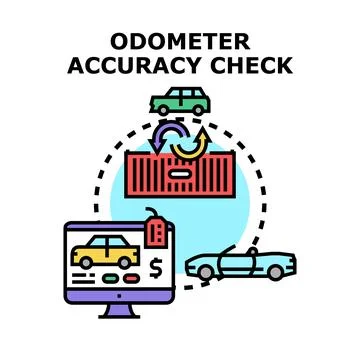 Odometer accuracy checking car mileage concept Illustrazione stock