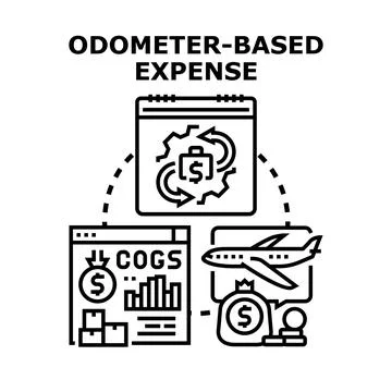 Odometer based expense calculation and business travel data Stock Illustration