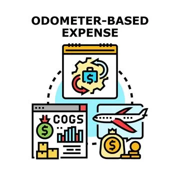 Odometer based expense calculation and business travel data Illustrazione stock