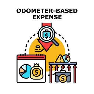 Odometer based expense managing business costs tracking Illustrazione stock