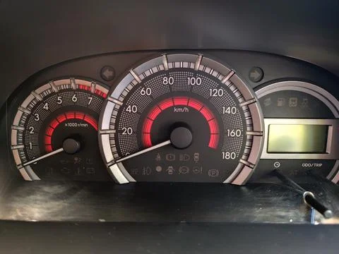Odometer or speedometer parameters of the car when the engine is off Stock Photos