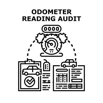 Odometer reading audit for vehicle maintenance and tracking Stock Illustration