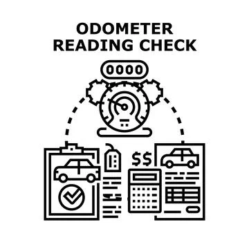 Odometer reading check vector concept illustration Illustrazione stock