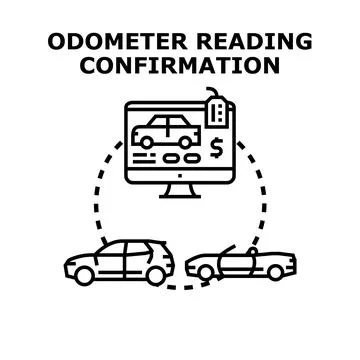 Odometer reading confirmation for checking car history Stock Illustration