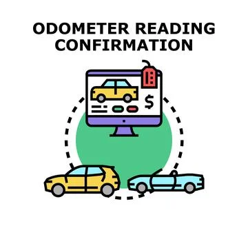 Odometer reading confirmation for checking car history Illustrazione stock