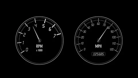 Odometer, speedometer, tachometer, 2 different colored versions - Headup Display Stock Footage 83420141