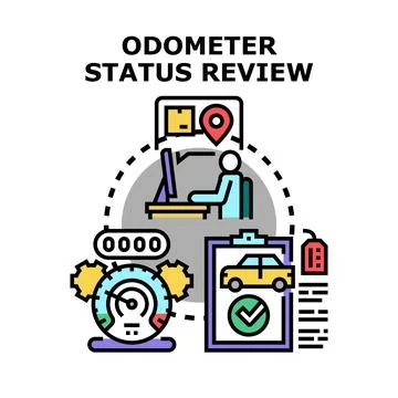 Odometer status reviewing process for vehicle management Stock Illustration