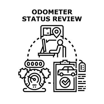 Odometer status reviewing process for vehicle management Illustrazione stock
