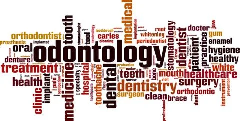 Odontology word cloud Stock Illustration