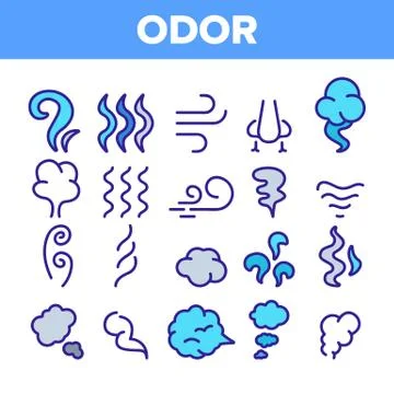 Odor, Smoke, Smell Vector Linear Icons Set Illustration