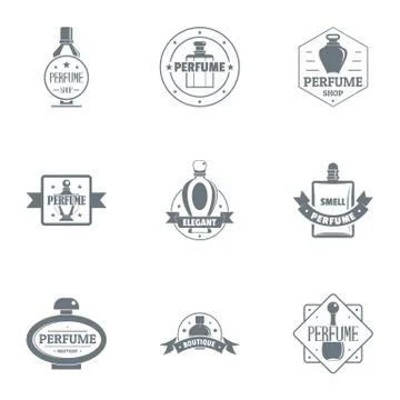 Odour logo set, simple style Illustration