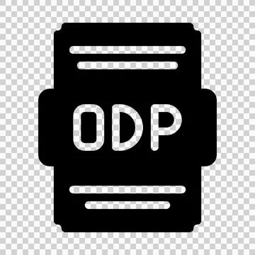 Odp file icon solid style. Spreadsheet file type, extension, format icons.  Illustrazione stock