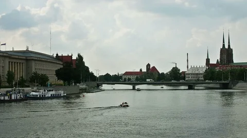 Odra in Wroclaw Video stock 89859169