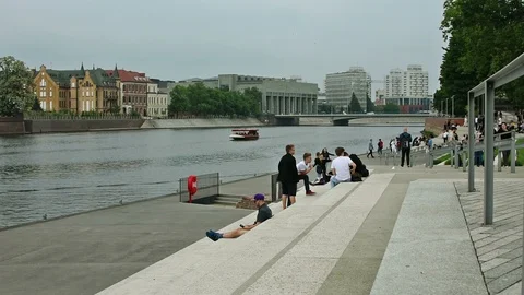 Odra in Wroclaw Video stock 89860794