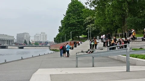 Odra in Wroclaw Stock Footage 89860956