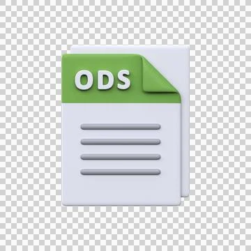 ODS file, format, 3D icon. Stock Illustration