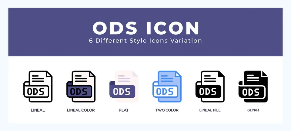 Ods file icon set. vector illustration. Stock Illustration