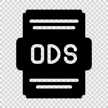 Ods file icon solid style. Spreadsheet file type, extension, format icons.  Stock Illustration