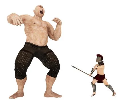 Odysseus fights with the Cyclops Polyphemus Stock Illustration