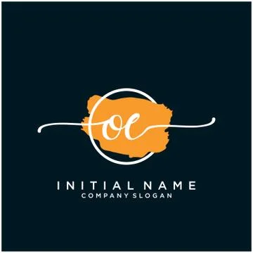 OE Initial handwriting logo design with brush circle Stock Illustration