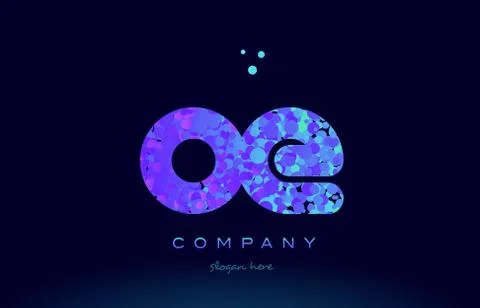 Oe o e bubble circle dots pink blue alphabet letter logo icon vector Stock Illustration