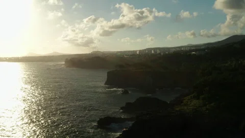 Oedolgae (외돌개) Sea Stack aerial view, Seogwipo, Jeju Island, South Korea Stock Footage 286217093