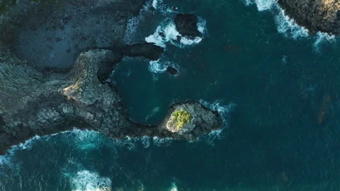 Oedolgae (외돌개) Sea Stack top aerial view, Seogwipo, Jeju Island, South Korea Stock Footage 286221320