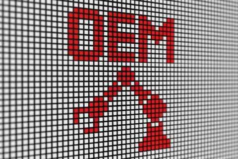 OEM text scoreboard blurred background 3d illustration Stock Illustration