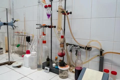 Oenology laboratory analyzing wine samples la rioja spain Stock Photos