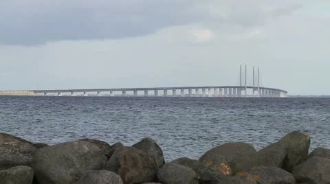Oeresund Bridge between Denmark and Sweden Stock Footage 11137063