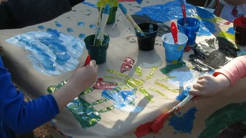 Oeuvre. Children's Creativity. So Children Draw. Stock Footage 89423831