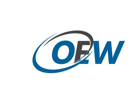 OEW letter creative modern elegant swoosh logo design Stock Illustration