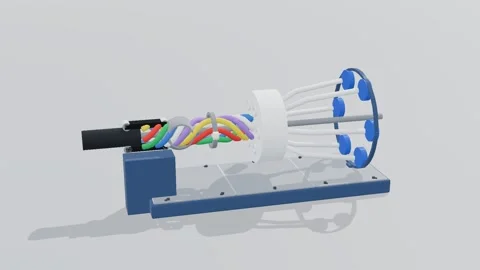 Ofc cabler fibre optic mfg 3d loop white background 3D animation seamless loop Stock Footage 341849223