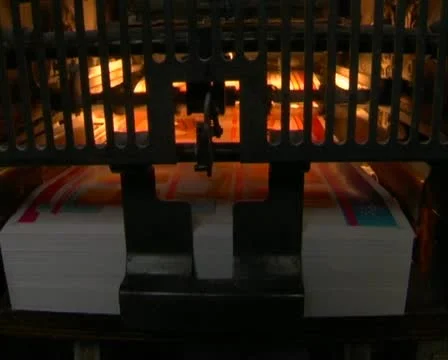 Offcet 3. offset printing machine in operation Stock Footage 11387791