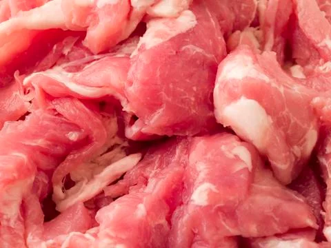 Offcuts of raw bacon Stock Photos