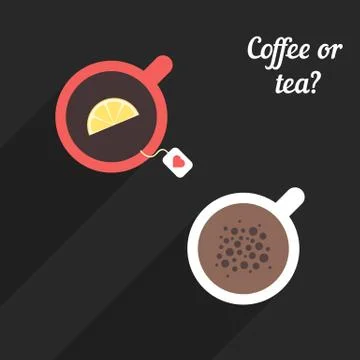 Offee and tea with long shadow Stock Illustration