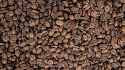 Offee beans rotate while roasting. Smoke comes from coffee beans. Stock Footage 119066213