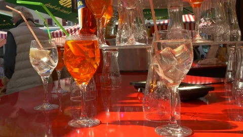 Offenburg, Germany - October 10, 2025: Refreshing summer cocktails with ice and Stock Footage 330170404