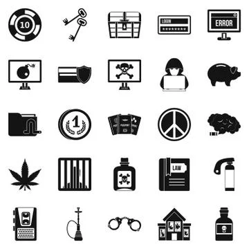 Offence icons set, simple style Illustrazione stock