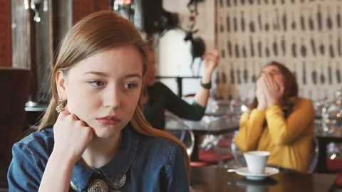 Offended and ignored sad young blonde girl Stock Footage 73168040