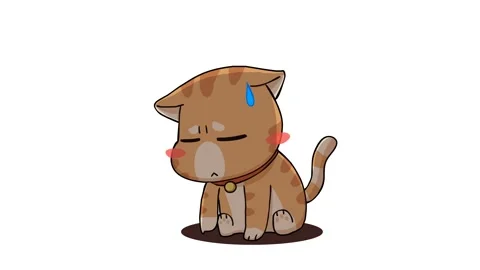 Offended Cat Animation with Spotlight - White Background Video stock 282773862