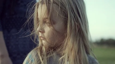 Offended child. Sad face with the tears of a girl. Stock Footage 84188202