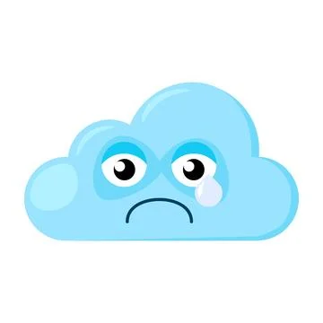 Offended Crying Emoji Cloud Tears Rolling Down Stock Illustration